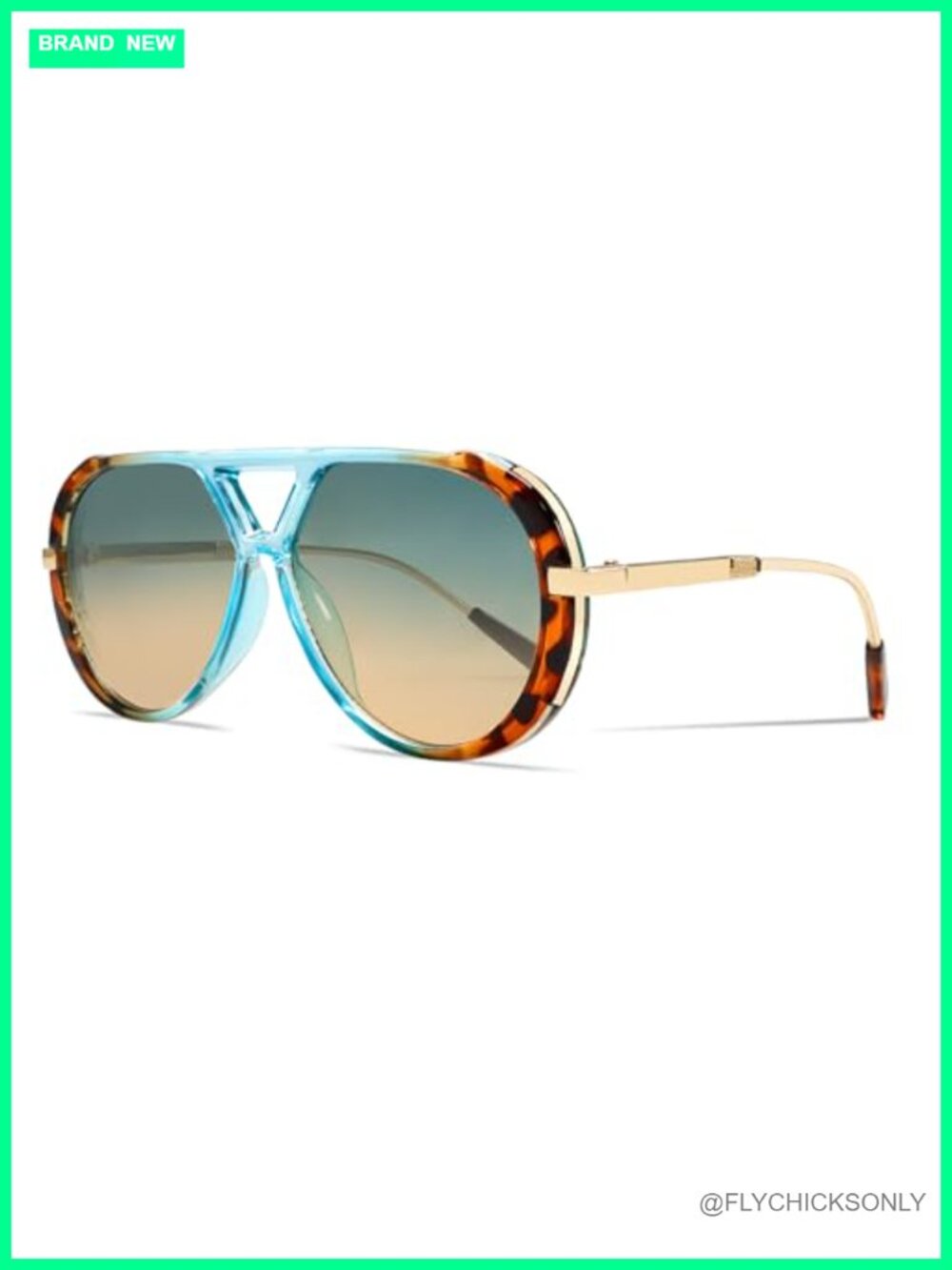 Retro Gold Metal Oversized Aviator Sunglasses UV Protection